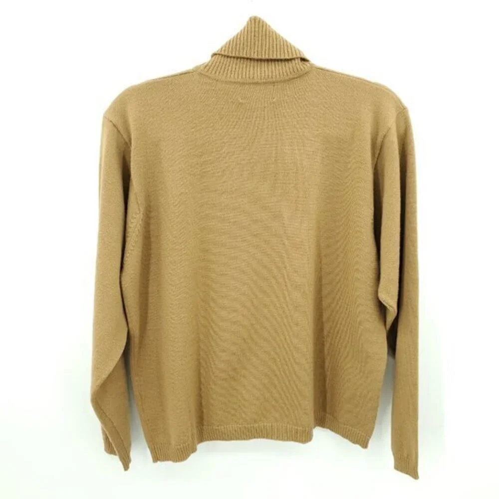 Pendleton 100% Wool Rib-Panel Turtleneck Sweater XL Tan/Camel